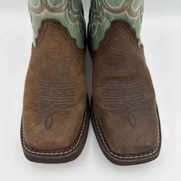 Justin Boots Women 7.5 B Gypsy Green Leather Square Toe Country Equestrian L2904 - Picture 3 of 11